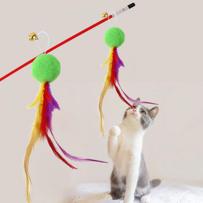 Cat Fishing Toy Plush Ball Relieve Boredom Playing Toy Pet Teaser Toy Feather Replacement Accessories Cat Supplies