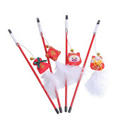 Dorakitten 1pc Kineska Nova godina Cat Teaser Igračka Interaktivna plastična Kitten Teaser Plišana igračka s mačjim štapićem Nabavka za kućne ljubimce Pokloni za mačke