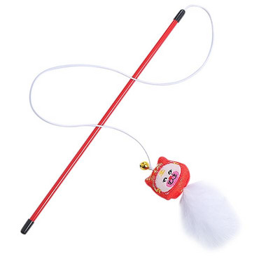 Dorakitten 1pc Kineska Nova godina Cat Teaser Igračka Interaktivna plastična Kitten Teaser Plišana igračka s mačjim štapićem Nabavka za kućne ljubimce Pokloni za mačke