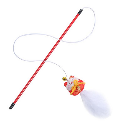 Dorakitten 1pc Kineska Nova godina Cat Teaser Igračka Interaktivna plastična Kitten Teaser Plišana igračka s mačjim štapićem Nabavka za kućne ljubimce Pokloni za mačke