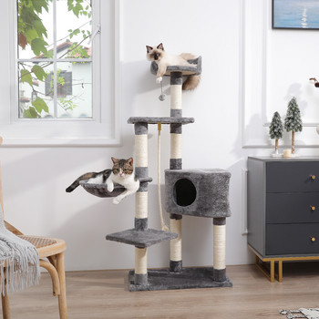 Cat Scratcher Tower Έπιπλα Σπίτι Γάτα Δέντρο κατοικίδια Αιώρα Σιζάλ Γάτα γρατσουνίζοντας θέση αναρρίχησης πλαίσιο Παιχνίδι Ευρύχωρη πέρκα