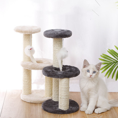 Cat Toys Scratching Post Sisal Rope Scratcher 3-Layers Cat Tree for Kitten Grind Claw Cat Climbing Frame Posts Έπιπλα για κατοικίδια