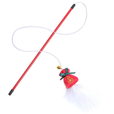 Παιχνίδι κινεζικής Πρωτοχρονιάς Teaser για γάτες Διαδραστικό πλαστικό Teaser για γατάκια Ραβδί για γάτες βελούδινο παιχνίδι γάτας Αστεία διαδραστικά παιχνίδια για γάτες