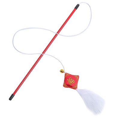 Παιχνίδι κινεζικής Πρωτοχρονιάς Teaser για γάτες Διαδραστικό πλαστικό Teaser για γατάκια Ραβδί για γάτες βελούδινο παιχνίδι γάτας Αστεία διαδραστικά παιχνίδια για γάτες