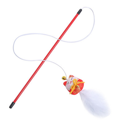 Παιχνίδι κινεζικής Πρωτοχρονιάς Teaser για γάτες Διαδραστικό πλαστικό Teaser για γατάκια Ραβδί για γάτες βελούδινο παιχνίδι γάτας Αστεία διαδραστικά παιχνίδια για γάτες