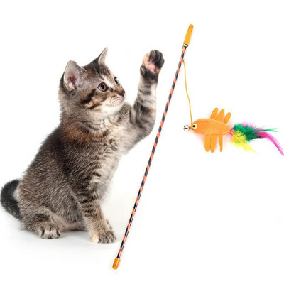 Plastična igračka za mačku Pet mače Zadirkivanje Lažno pero Smiješna obuka Mačji štapić Interaktivne igračke za mačke