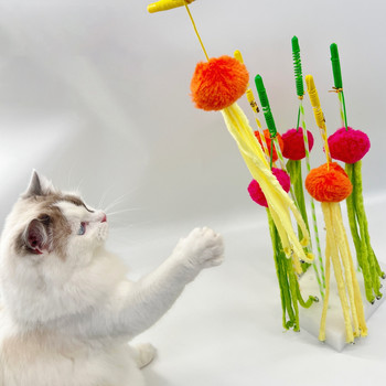 1 τεμ. Μαλακό βελούδινο ραβδί για τρέιλερ για γάτες Διαδραστικό μακρύ αυτοδιασκεδαστικό ραβδί γατούλας γατάκι Παιχνίδι αστεία παιχνίδια εκπαίδευσης Προμήθειες για γάτες