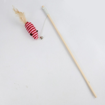 Uus saabunud hiirekala naljakas kellukesega kassipulk Kvaliteetne kõrge elastsusega sulgedega mänguasi lemmikloomakasside interaktiivsetele mänguasjadele