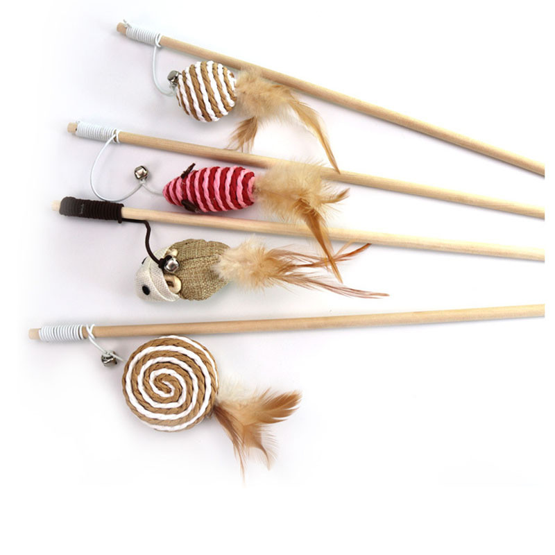 Uus saabunud hiirekala naljakas kellukesega kassipulk Kvaliteetne kõrge elastsusega sulgedega mänguasi lemmikloomakasside interaktiivsetele mänguasjadele