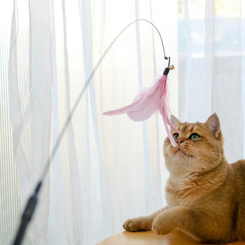 Играчка за закачка за котка Издръжлива играчка за пръчка за домашни любимци с висока издръжливост, сменяема глава за закачка за котка