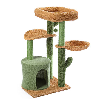 Котешко дърво Кула Котешка къща с драскалка Сладък кактус Мебели за къща за игра с апартаментно гнездо Mordern Pet Scratcher
