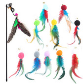 Legendog Cat Wand Igračka s 10 komada zamjenskih igračaka s mačjim perjem Set igračaka s mačjim perjem Teaser Wand Loptica za mačiće Smiješne igračke za igranje
