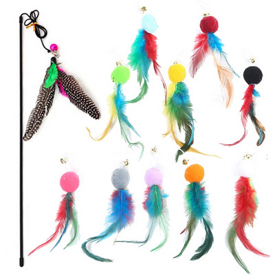 Legendog Cat Wand Igračka s 10 komada zamjenskih igračaka s mačjim perjem Set igračaka s mačjim perjem Teaser Wand Loptica za mačiće Smiješne igračke za igranje