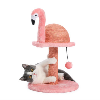 Котешка драскалка във формата на животно Фламинго Сладко котешко дърво Кула със сизалено въже за вътрешни котки Мебели за къщи Рамка за катерене