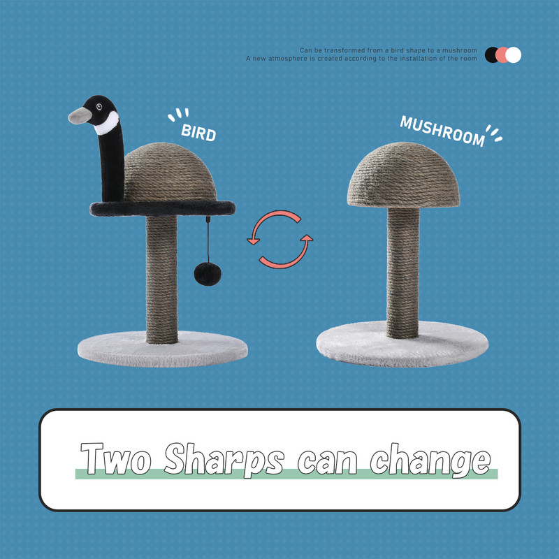 Gyvūno formos kačių draskymo stulpas Flamingai Mielas kačių medžio bokštas su sizalio virve, skirtas kambarinėms katėms, namų baldams laipiojimo rėmas