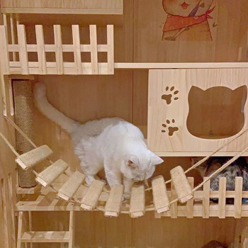 Котешки хамак Стенен голям рафт за котки - Първокласна котешка мебел за сън, игра, катерене и излежаване Играчка за котки