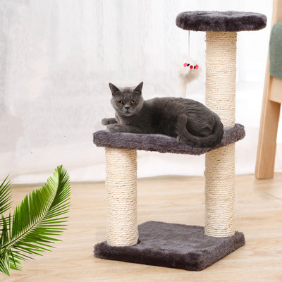 Macskakaparó mászókeret, karcolóoszlopnak ellenálló szizál macskafa játékokkal Hal cica játszótér kisállatbútor kellékek