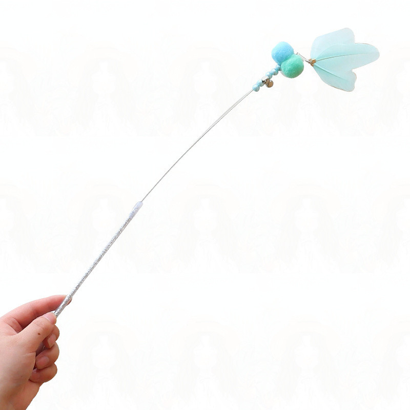 Sulgede õrritav kassipulk kellukesega Sulepulgaga armas lemmikloomakassi mänguasi juhusliku värviga plüüspalliga, kriimustatud interaktiivne mänguasi