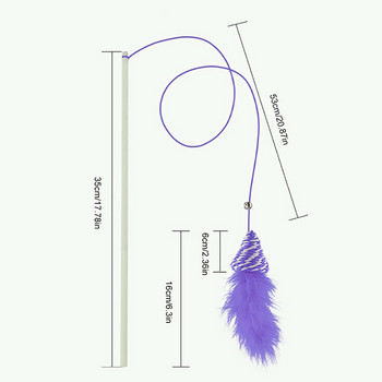1PCS Funny Kitten Cat Teaser Wand Toy Interactive Feather Wooden Pole Toys For Pet Cats Fun Stick Wire Chaser Rod Toy