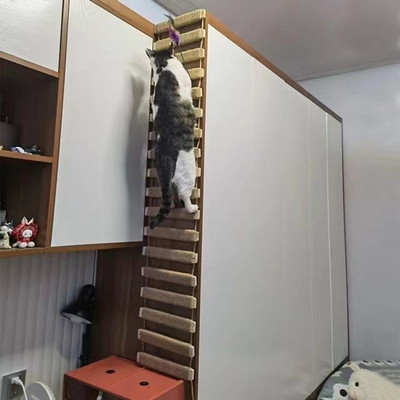 35cm 50cm fából készült szizál macskahíd kisállat kötél létra cica karcoló bútor macskamászás kaparó függőágy lépcsőtartó játékok