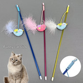 Jucării amuzante pentru pisici pentru animale de companie Stick șic pentru pisici de companie cu pandantiv în formă de pasăre pentru antrenament interactiv pentru animale de companie Stick pentru pisici jucărie