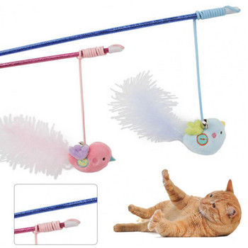 Αστεία παιχνίδια κατοικίδιων για γάτες Κομψό ραβδί για τρέιλερ για κατοικίδια με μενταγιόν σε σχήμα πουλιού Διαδραστικό παιχνίδι προπόνησης για κατοικίδια Teaser Stick για γάτες
