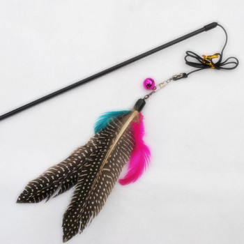 Cat Feather Toys Cat Interactive Wand Toy Kitten Игра Chase Exercise Toy With Colorful Feather Head Tease Cat Products