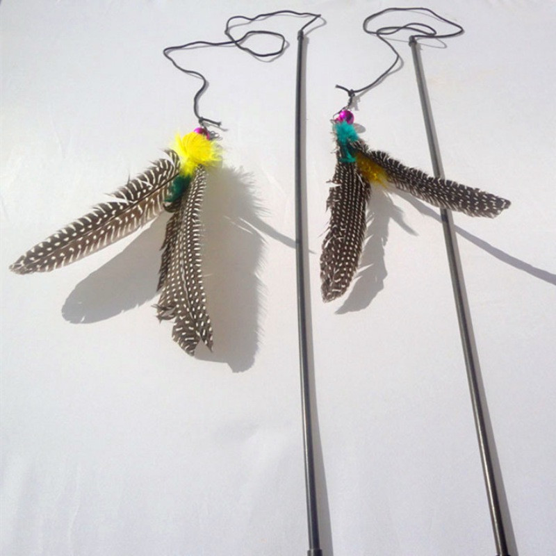 Jucării cu pene de pisică Jucărie interactivă cu baghetă pentru pisici Joacă pentru pisici Jucărie de exercițiu cu cap de pene colorate Produse pentru pisici