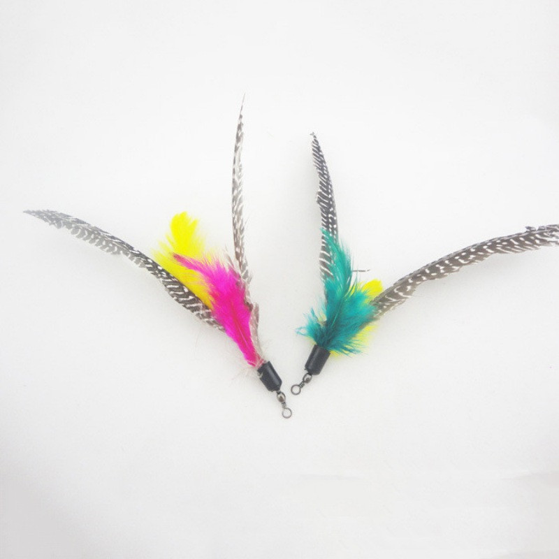 Jucării cu pene de pisică Jucărie interactivă cu baghetă pentru pisici Joacă pentru pisici Jucărie de exercițiu cu cap de pene colorate Produse pentru pisici