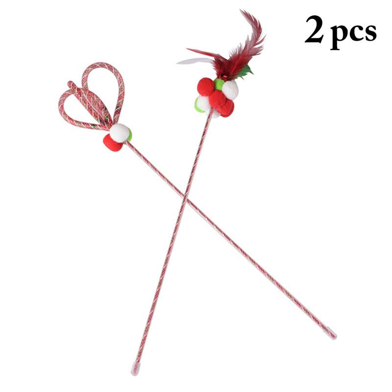 2Pcs/Set Funny Kitten Cat Teaser Interaktivna igračka štap sa zvonom i perjem Igračke za kućne ljubimce, mačke, štap, lovačka žica, štapić, pribor za igračke