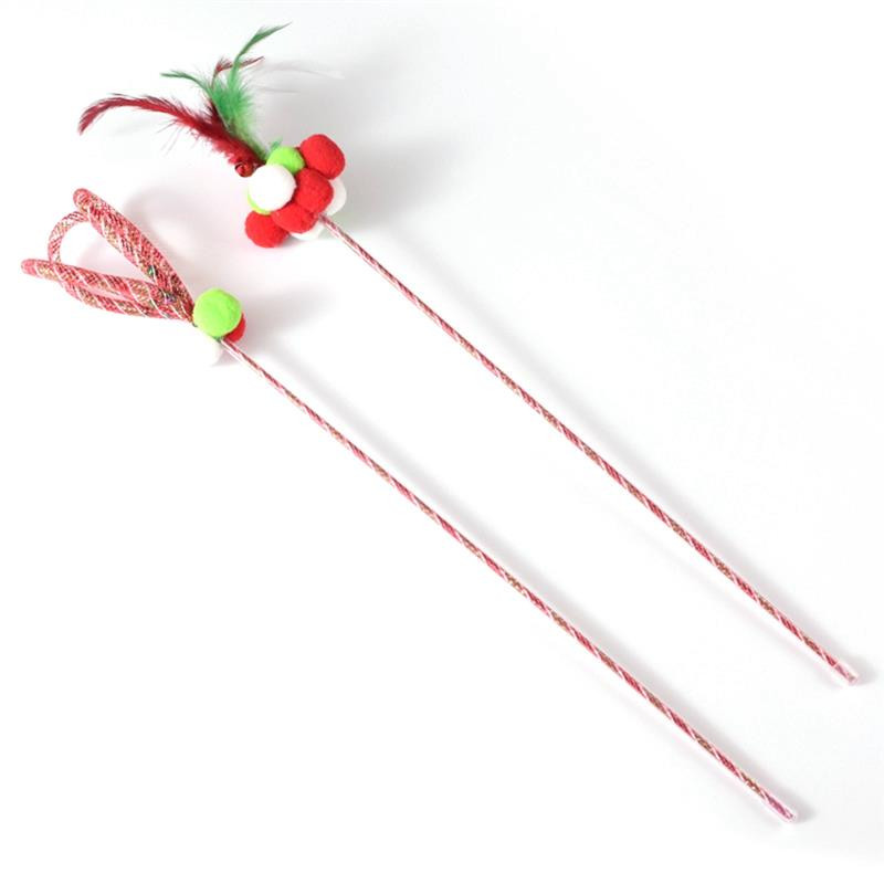 2Pcs/Set Funny Kitten Cat Teaser Interaktivna igračka štap sa zvonom i perjem Igračke za kućne ljubimce, mačke, štap, lovačka žica, štapić, pribor za igračke