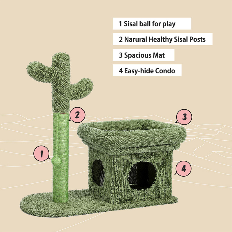Mordern Cactus Cat Kraapimispost Big House Armas kraabits koos Condo Nest Cat Tree lemmiklooma mängumaja sisemööbliga