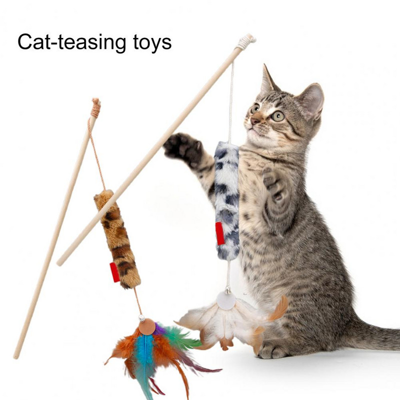 Durable Pet Kitten Cat Feather Stick Toy Cat Teaser Toy Mekana obuka