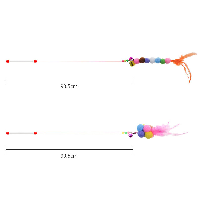 2 tk Naljakas kassikepp, värviline kuulsulg terastraadiga kellukesega Kassipüük Interaktiivset mängumängu mängivat kassipoega