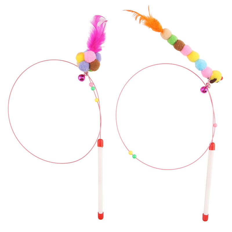 2 tk Naljakas kassikepp, värviline kuulsulg terastraadiga kellukesega Kassipüük Interaktiivset mängumängu mängivat kassipoega