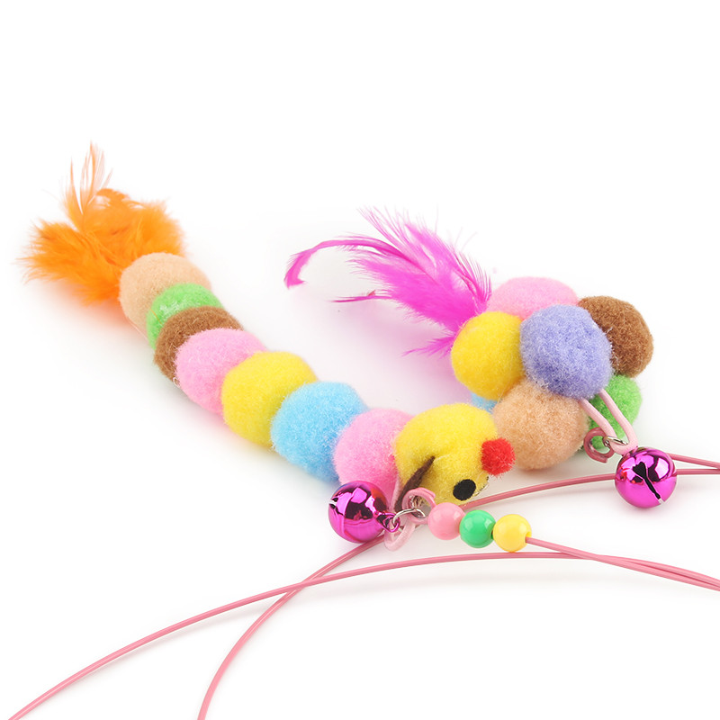 2 tk Naljakas kassikepp, värviline kuulsulg terastraadiga kellukesega Kassipüük Interaktiivset mängumängu mängivat kassipoega