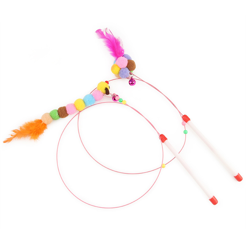 2 tk Naljakas kassikepp, värviline kuulsulg terastraadiga kellukesega Kassipüük Interaktiivset mängumängu mängivat kassipoega