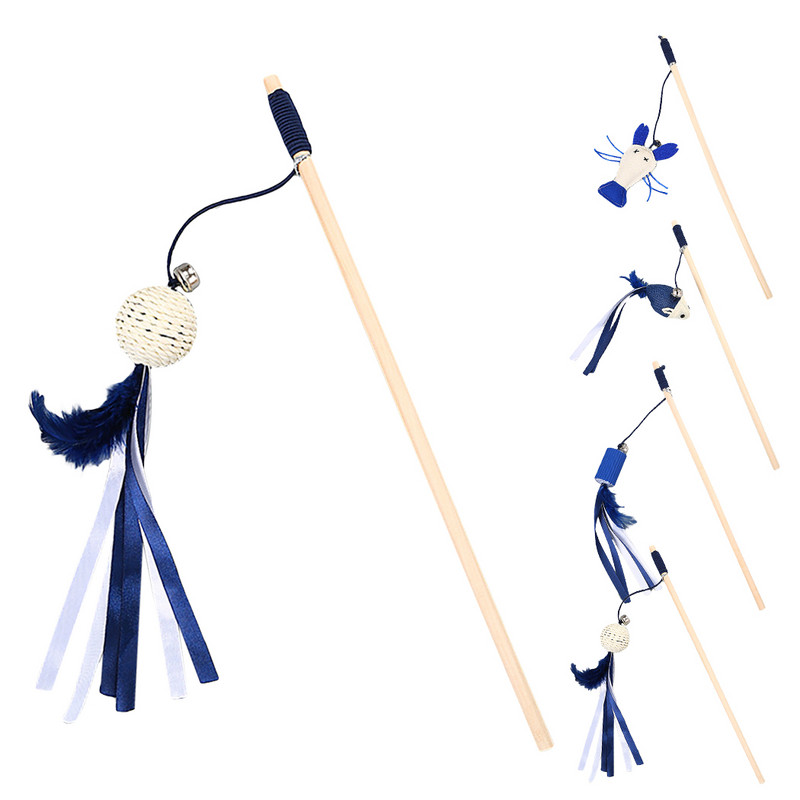 Igračka za mačke Pet Cat Teaser Ptičje perje Plišana mačka Štapić Cat Catcher Štap Miš Riba Mačka Interaktivne igračke sa zvonom Mačke Igračke za mačke