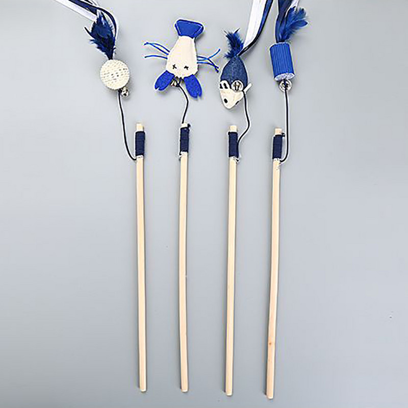 Igračka za mačke Pet Cat Teaser Ptičje perje Plišana mačka Štapić Cat Catcher Štap Miš Riba Mačka Interaktivne igračke sa zvonom Mačke Igračke za mačke