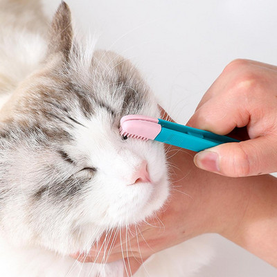Φιλικό προς το περιβάλλον Kitten Eye Rub Handheld Cat Eye Wipe Rub Eyes Poo Βούρτσα καθαρισμού επαναχρησιμοποιούμενης πόρπης Σχεδιασμός χτένας για κατοικίδια με δάκρυα