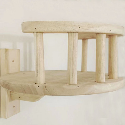 Puidust kassipuutorn Lemmikloomakassi mööbel Kassi võrkkiikmaja kaitsepiirdega Kassi seina astmed, kraapimispostiga ronimisraam Seinale kinnitatud