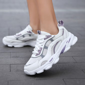 Ženske tenisice sa grubim đonom i vezicama - od tekstila i eko kože