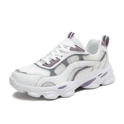 Ženske tenisice sa grubim đonom i vezicama - od tekstila i eko kože