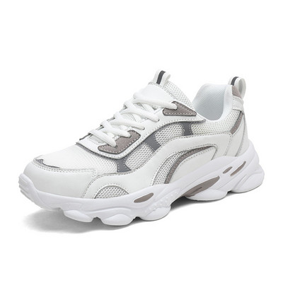 Ženske tenisice sa grubim đonom i vezicama - od tekstila i eko kože