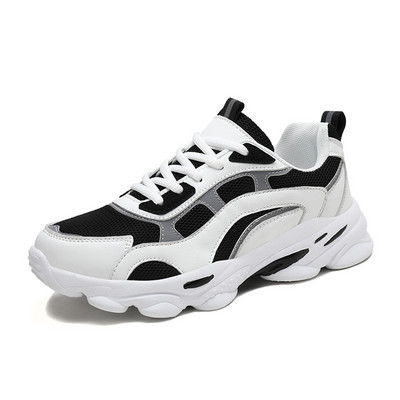 Ženske tenisice sa grubim đonom i vezicama - od tekstila i eko kože