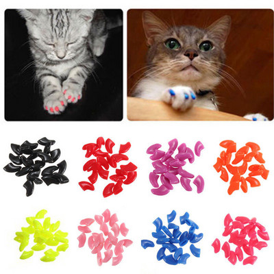 20Pcs Pet Nail Caps Silicone Protector Soft Rubber Dogs Cat Nail Cover Paw Control Care Supplies To Protect Children From Harm