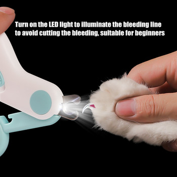 Котешка нокторезачка LED светлина Pet Nail Clipper Професионални ножици за подстригване на нокти за котки Малки кучета Ножици Аксесоари за котки