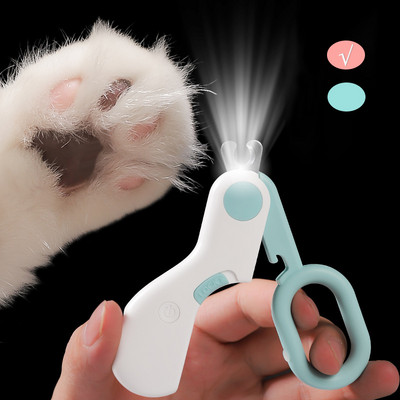 Котешка нокторезачка LED светлина Pet Nail Clipper Професионални ножици за подстригване на нокти за котки Малки кучета Ножици Аксесоари за котки