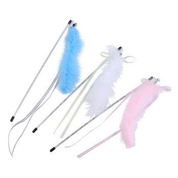 Cat Teaser Toy Funny Faux Feather Cat Interactive Wand Toy Kitten Teasing Wand Fairy Feather Stick For Cat Pet Kittens Playing