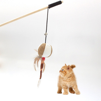Jucării pentru pisici Minge de șoarece Jucării de antrenament cu pene pentru tachinarea pisoiului Scratch interactiv Băț din lemn Coardă elastică Jucării pentru animale de companie